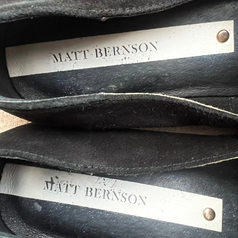 Matt Bernson‎ Women 9.5 Black Suede Tassel Loafers Pointed Toe Flats Preppy